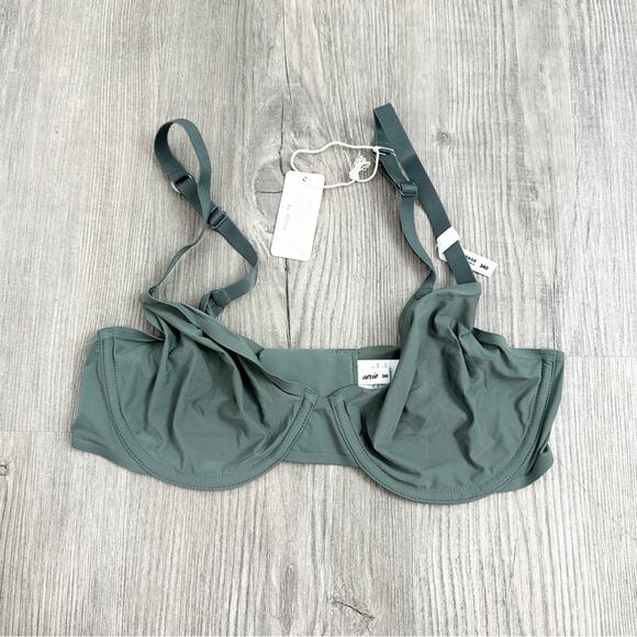 Aerie Smoothez Mesh Unlined Sage Green Bra NWT Full Coverage Size 34D 34C - Picture 1 of 6